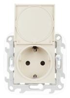 Simon 24 Слоновая кость Розетка 2К+3 IP44 с крышкой и защитными шторками Push&Go