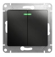 GLOSSA Антрацит Выключатель 2-клавишный с подсветкой, сх.5а, 10АХ, механизм