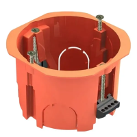 Установочная коробка СП D65х45мм, саморезы, пл. лапки, оранжевая, IP20, TDM