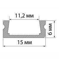 Алюминиевый профиль накладной черный 1506 (2 м), матовый рассеиватель, 2 заглушки, 3 крепежа TDM