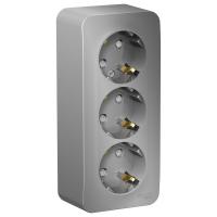 BLANCA Алюминий О/У Розетка 3-ая с/з со шторками ИЗОЛ.ПЛ.,16А, 250В, 