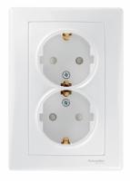SEDNA Бел Розетка 2-ая, с/з, со шторками, 16А, 250В