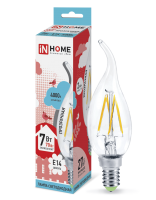 Лампа светодиодная LED-СВЕЧА НА ВЕТРУ-deco 7Вт 230В Е14 4000К 630Лм прозрачная IN HOME