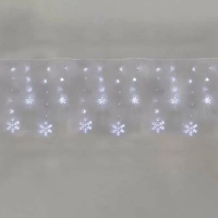 Гирлянда Бахрома со снежинками 2,4х0,9м,150LED БЕЛЫЙ,IP20,свеч-е с динамикой,230В,8 режим,NEON-NIGHT
