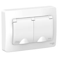 BLANCA Белый С/У Розетка 2-ая с/з со шторками, с крышками, 16А, 250В IP44