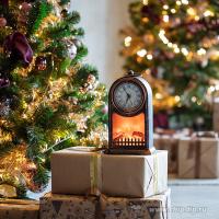 Светод. камин «Старинные часы» с эф. живого огня 14,7x11,7x25 см, бронза, батар.NEON-NIGHT