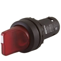Переключатель на 2  положения с фиксацией SB7-CK2465-220V корот. ручка(LED) d22мм 1з+1р КРАСНЫЙ TDM