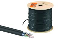 Кабель витая пара F/UTP Cat 5e 4х2х24AWG (305м) solid, PE для наружн. прокл., чёрный, трос 1,2мм TD
