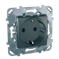 UNICA TOP Графит Розетка с заземлением,со шторками,с быстрозажимными клеммами