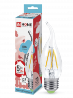 Лампа светодиодная LED-СВЕЧА НА ВЕТРУ-deco 5Вт 230В Е27 4000К 450Лм прозрачная IN HOME