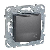 UNICA TOP Графит Розетка с заземлением, со шторками, с крышкой,16А,250В,IP40
