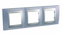 UNICA TOP Алюминий/берилл Рамка 3-постовая, горизонтальная