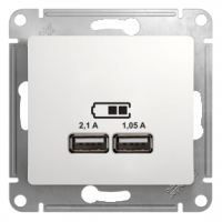 GLOSSA Бел Розетка USB 5В/2100мА, 2х5В/1050мА