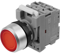Кнопка MP1-21R(LED) в сборе d22мм/220В 1з+1р красная TDM