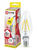 Лампа светодиодная LED-СВЕЧА-deco 5Вт 230В Е14 3000К 450Лм прозрачная IN HOME