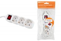 Удлинитель бытовой  У03В выключатель, 3 гнезда, 3 метра, с заземлением, ПВС 3х1мм2  16А/250В TDM