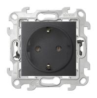 Simon 24 Графит Розетка 2К+3 без защитных шторок Push&Go