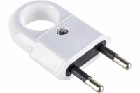 Вилка б/з с кольцом белая 10А 250В (евровилка CEE 7/16) TDM