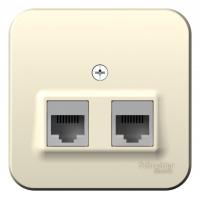 BLANCA Молочный О/У Розетка 2-ая компьютерная RJ45, кат.5E, изолир. пластина 