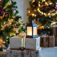 Декоративный фонарь11х11х22,5 см, черный корпус цвет свеч.с эф.пламени свечи Теплый Белый NEON-NIGHT