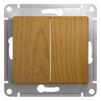 GLOSSA Дерево дуб Выключатель 2-клавишный, сх.5, 10АХ, механизм