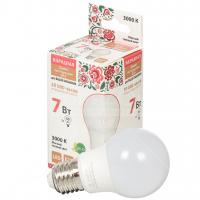 Лампа светодиодная НЛ-LED-A55-7 Вт-230 В-3000 К-Е27, (55x98 мм), Народная