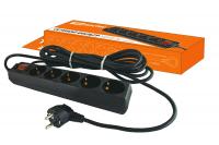 Сетевой фильтр СФ-05В выключатель, 5 гнезд, 1,5 метра, с заземлением, ПВС 3х1мм2 16А/250В TDM