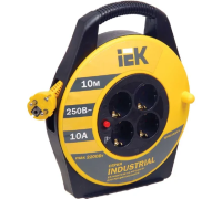 Удлинитель на катушке 4х10м с заземл. 10А IP20 Industrial УК10 3х1 термозащита IEK