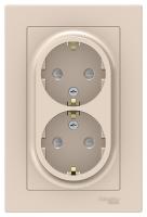 AtlasDesign Беж Розетка 2-ая, с/з, со шторками, 16А, в сборе