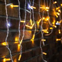 Гирлянда "Айсикл" 4,8х0,6 м, с эффектом мерцания, белый ПВХ, 176LED 230В Желтый NEON-NIGHT