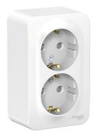 BLANCA Белый О/У Розетка 2-ая с/з со шторками изол.пл.,16А, 250В,