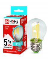 Лампа светодиодная LED-ШАР-deco 5Вт 230В Е27 4000К 450 Лм прозрачная IN HOME