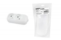 Колодка розеточная 2 гнезда 2П б/з 10А 250В белая серии "Народная"