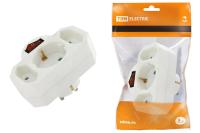 Блок на 3 гнезда: 1x2П+3 16 А + 2х2П 2,5 А под плоскую вилку 250 B белый TDM