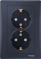 SEDNA Графит Розетка 2-ая, с/з, со шторками, 16А, 250В_sale