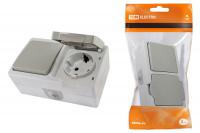 Блок комбинированный (горизонтальный) выключатель 1-кл. + розетка 2П+З с з/ш БКВР IP54 "Вуокса" TDM