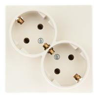 Simon 24 Слоновая кость Розетка 2Х2К+3 Sсhuko без защитных шторок
