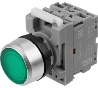 Кнопка MP1-21G(LED) в сборе d22мм/220В 1з+1р зеленая TDM
