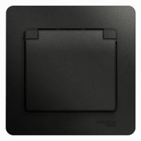 GLOSSA Антрацит Розетка с/з со шторками с крышкой, 16А, IP20, в сборе