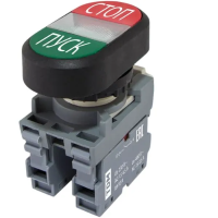 Кнопка двойная MPD4-11С (зеленая/красная) (LED) в сборе d22мм/220В (ПУСК/СТОП) линза прозрачная TDM