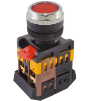 Кнопка ABLFS-22 красный d22мм неон/230В 1з+1р TDM