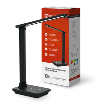 Светильник настольный светодиодный PLUS ССО-09Ч 12Вт 600Лм сенсор, адаптер, беспр.зар ЧЁРНЫЙ IN HOME