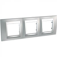 UNICA TOP Хром матовый/алюм Рамка 3 пост