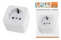 Розетка 2П+З открытой установки IP20 16А, белая "Дача" Народная TDM