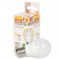 Лампа светодиодная FG45-10 Вт-230 В-4000 К–E27 Народная