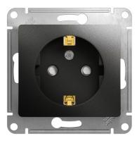 GLOSSA Антрацит Розетка с/з со шторками, 16А, механизм