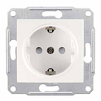 SEDNA Бел Розетка с/з, со шторками 16А, 250В, в сборе_sale