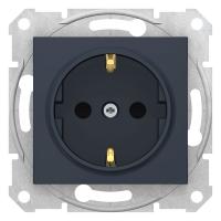 SEDNA Графит Розетка с/з., с защит. шторками, 16А, 250В