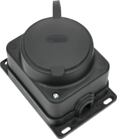 Розетка 2К+З открытой установки каучуковая 16А/250В IP44 Чёрная MultiSet