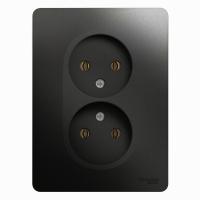 GLOSSA Антрацит Розетка 2-ая б/з,16А, в сборе